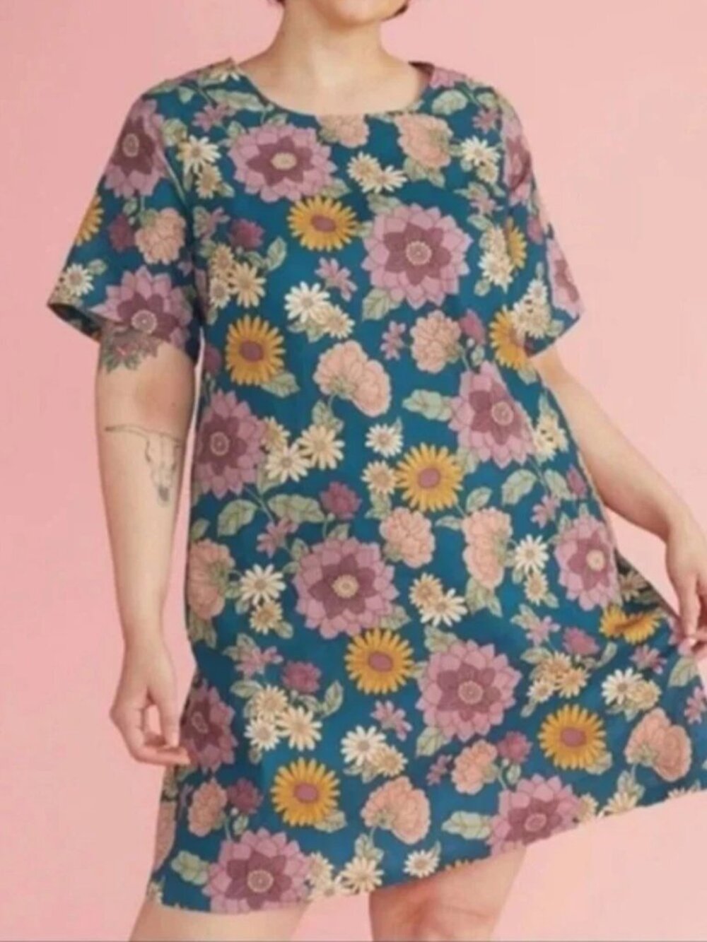 Princess Highway for Modcloth Floral Dress Size L Linen x Cotten Blend Shift